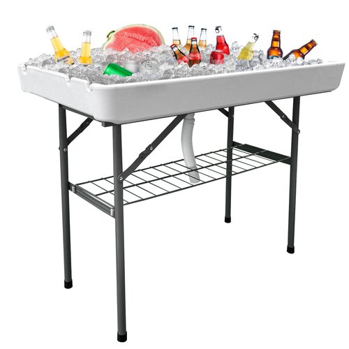 HiEthan Folding Ice Table with Drain 4ft,Foldable Outdoor Cooler Table,Foldable Patio Cooler Table for Party,Picnic,Wedding,Camping,BBQ.