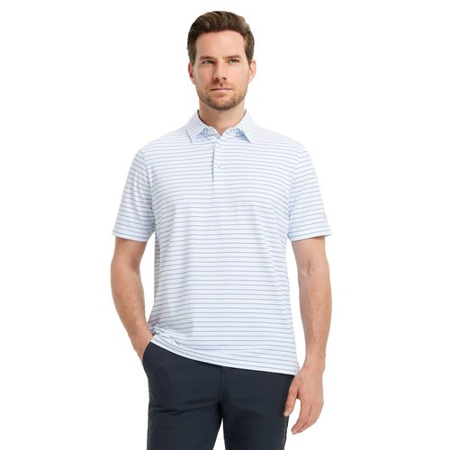 M MAELREG Striped Polo Shirts for Men Breathable Mens Collared Shirts Short Sleeve Performance Dry Fit Golf Polo