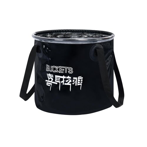 Collapsible Bucket, 22L Folding Bucket Wash Basin Bags with Handle, Khaki Transparent Portable Water Container 5.8 Gallon Camping Fishing Hiking Gardening (Black)