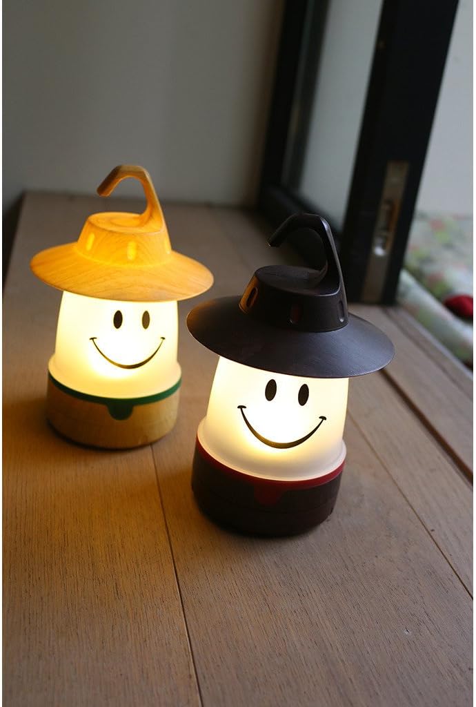 Time Concept SMiLE Soft LED Night Lantern - Woody Brown - Hanging Lamp, Battery-Operated