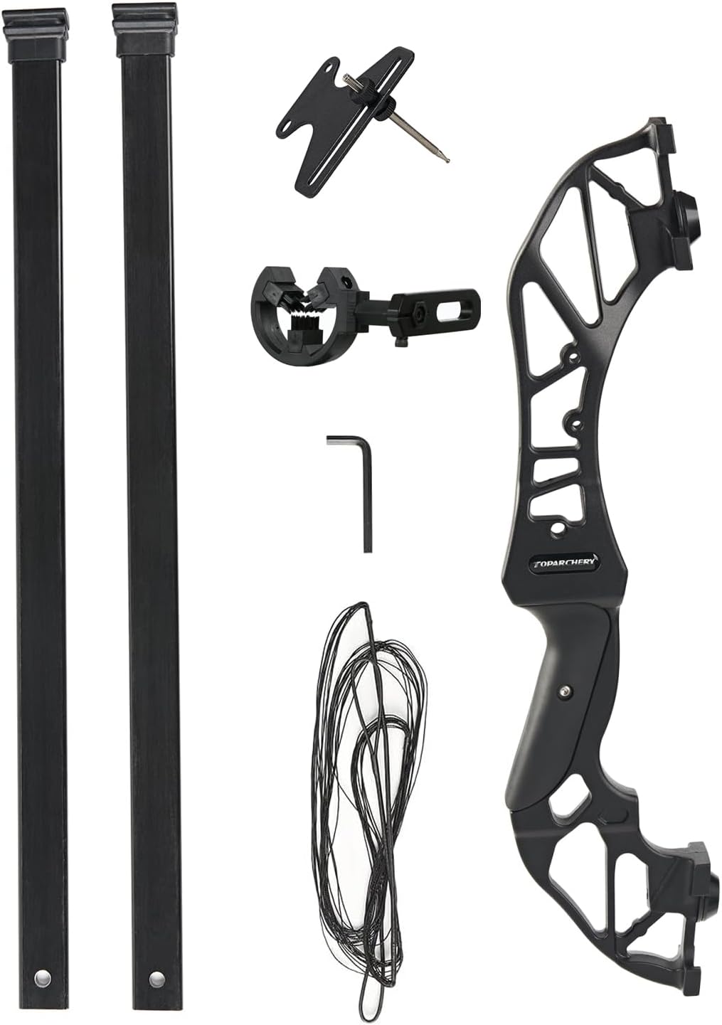 Toparchery Archery Takedown Recurve Bow Hunting Long Bow Alloy Riser - Right Hand Black - Draw Weight 30lbs 40lbs - with Arrow Sight, Arrow Brush