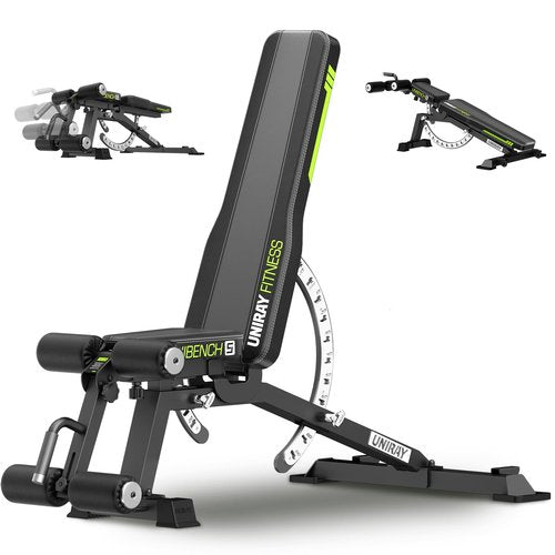UNIRAY Weight Bench, Workout Bench for Home Gym with 1200LBS Weight Capacity, Adjustable Back/Seat/Foot Hook for Bench Press Strength Training, Gym Bench Level Incline Bench Exercise at Home