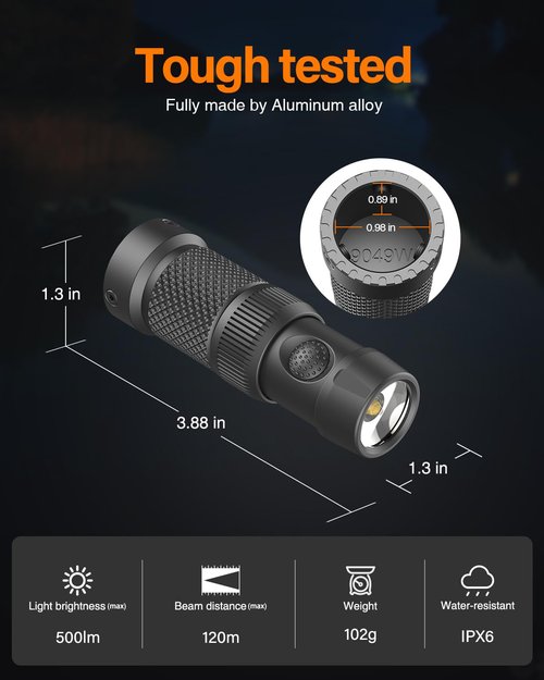 TOUGHSOUL Tactical Mag Tube Cap Flashlight 500 Lumen Max for Winchester 12 Gauge with Strobe Function, Replaceable Battery Included