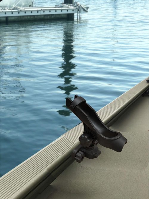 Brocraft Baitcaster/Spinning Rod Holder with 90 Degree Gunnel Track Mount/ Versatrack Boat Rod Holder/ Lund Sport Track Rod Holder / Ranger Track Rod Holder, Normal, Black