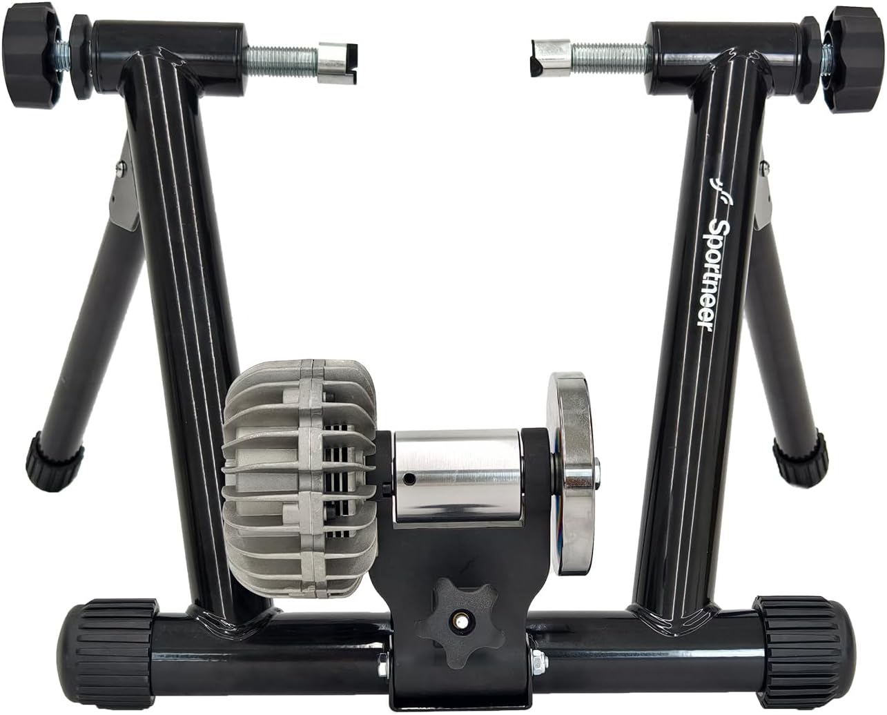 Sportneer Bike Trainer - Fluid Stationary Bike Stand for 26-29" & 700C Wheels - Auto Resistance Control Bike Trainer Stand for Indoor Riding with Noise Reduction Wheel for Road Bikes