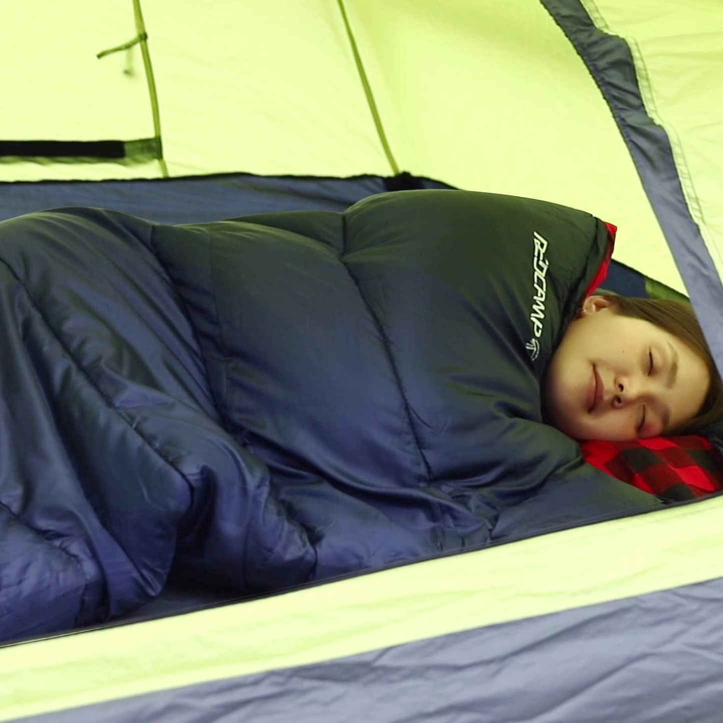 REDCAMP Flannel Sleeping Bag for Adults, Comfortable Cotton Sleeping Bags for Camping with Detachable Hood, Red/Grey/Blue