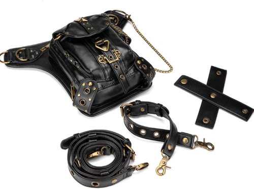 Halloween Unisex Steampunk Hiking Fanny Waist Bag Military Tactical Drop Leg Bag Outdoor Bike Motorcycle Cycling Pack Utility Backpack Pouch Shoulder Arm Bag Black