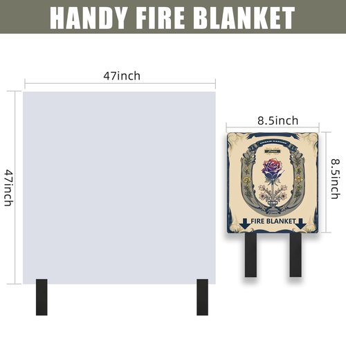 KIMIBOX Fire Blanket with Decoration Cover, 47x47 inches Fiberglass Fire Emergency Blanket, Flame Suppression Retardant Fireproof Survival Blanket, Rose
