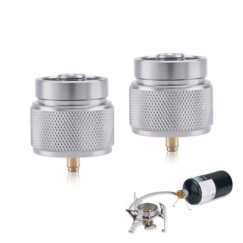 NIIIYTYB 2 Pieces Butane to Propane Adapter 1 Lb Propane Small Tank Input EN417 Valve Output Camping Stove LPG Adaptor Isobutane Outdoor Cylinder Canister Converter