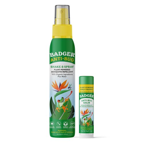 Badger Bug Spray (4oz) & Bug Repellent Balm Stick (.6oz) - Organic Deet Free Mosquito Repellent with Citronella & Lemongrass, Natural Plant Based Family Friendly Insect Repellent