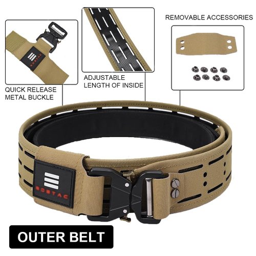 SINAIRSOFT Tactical Battle Belt,Dual Layer Combat Belt,1.75” Inner & 2.15” Outer Quick-Release Rigger MOLLE Belt