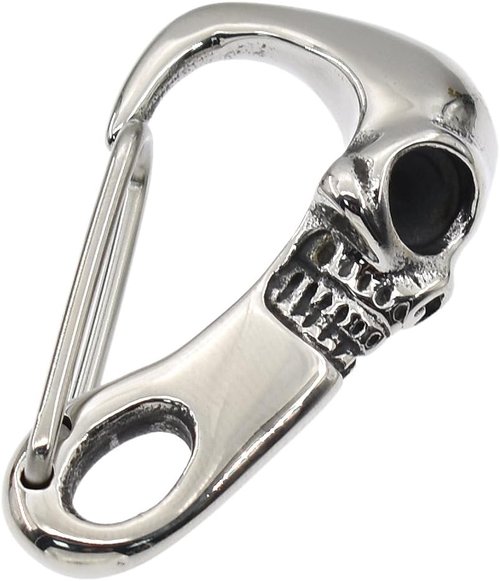 Heavy Metal Skull Key Clasp Carabiner Biker Stainless Steel Keychain
