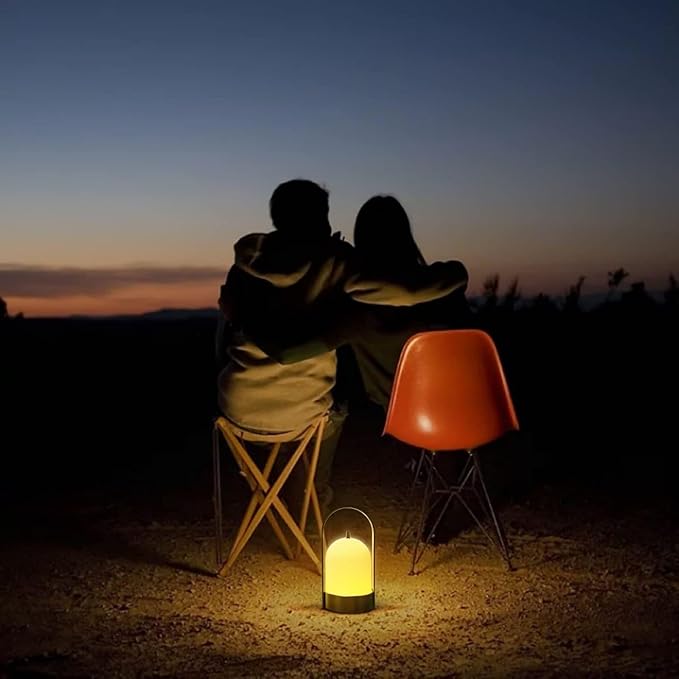 Tubicen Portable Outdoor Battery Operated Lantern Table Lamp Waterproof, 4000mAh Cordless Rechargeable 4 Levels Touch Dimmable Brass Table Lamp, LED Night Light for Patio Camping Dining Room Bedroom