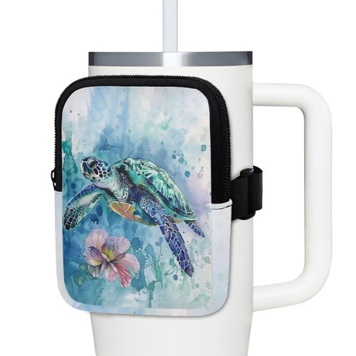 BYCHECAR Turtle Water Bottle Pouch Camo Stanley Cup Pouches for 40oz & Tumbler IceFlow Storage Pocket Stanley Phone Holder Tumbler Accessories for Women Girls