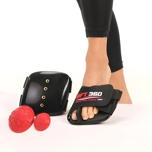 BFT 360 Barefoot Trainer Exercise Device - Balance Pods for Plantar Fasciitis and Ankle Sprains - One Large and One Small Balance Pod - 3 Mini Resistance Bands with Progressive Resistance - Black