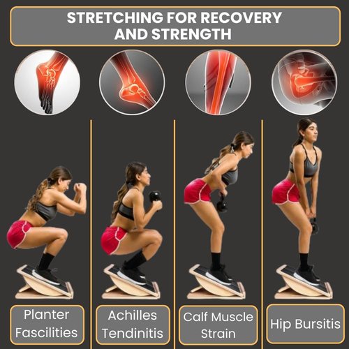 ABCDLIFE 2-in-1 Fitness Slant Board for Calf Stretching Adjustable Incline Board for Mobility, Rehab, Yoga, Pilates, Planter Fasciitis Calf Stretcher Balance Board for Feet Heel Ankle – Portable