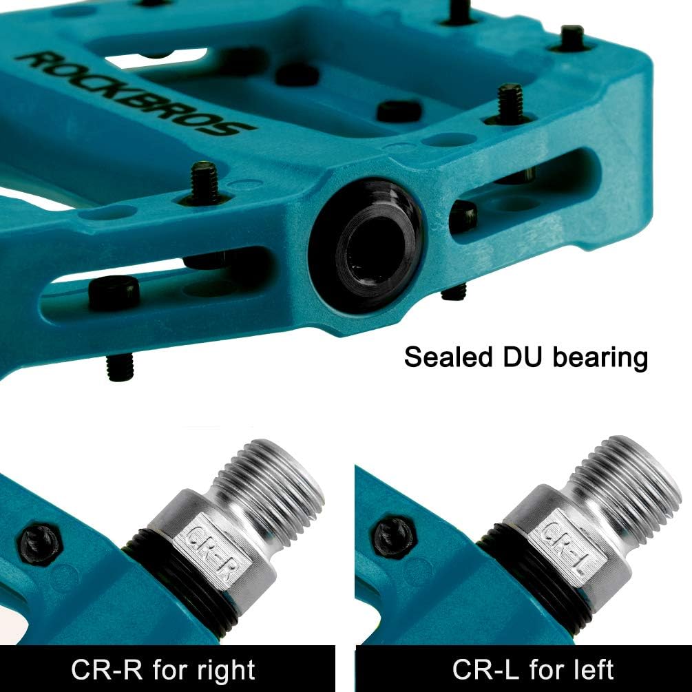 ROCKBROS MTB Pedals Mountain Bike Pedals Lightweight Nylon Fiber Bicycle Platform Pedals for BMX MTB 9/16"