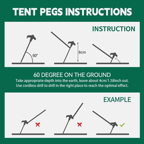 20 Pack 8" Screw in Tent Stakes for Drilling with Hex Heads - Heavy Duty Stainless Steel Tent Pegs/Nails/Spikes, Ground Anchors, Grow in Dark - for Camping, Grassland, Portable Box (Orange)