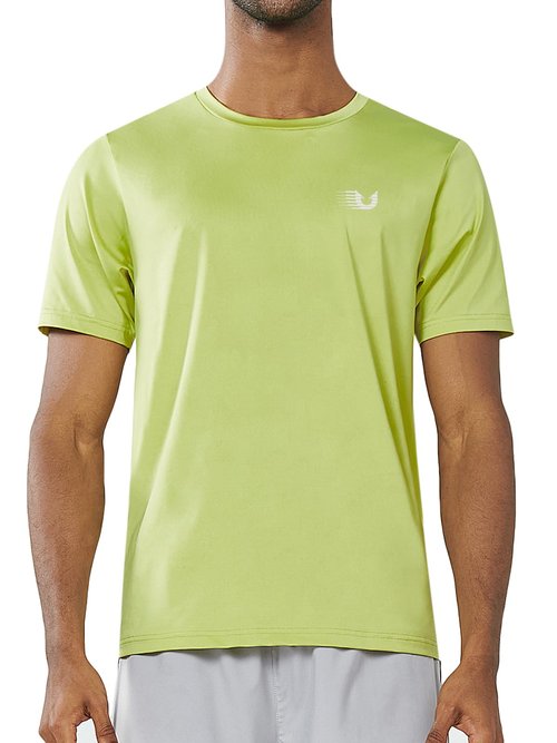 NORTHYAD Men's Athletic Shirts Workout Running Short Sleeve T-Shirt Quick Dry Lightweight Gym Tee Tops Lemon Yellow 3XL