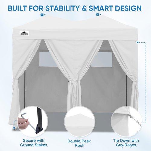 EAGLE PEAK Outdoor Changing Room 8x4, 2 Room Pop Up Portable Changing Room, Sun Shelter, Pop Up Changing Tent for Beach or Pool, Portable Dressing Room for Photoshoots (White)