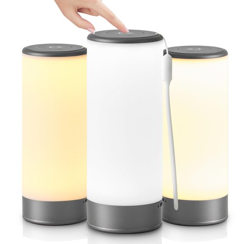 LSTVZSNRX Modern Design Donut Table Lamp, LED Bedside Desk Lamp with Durable Shade, Rotomolded Small 3-Color Dimmable Nightstand Lamps (Not Glass) (Black)