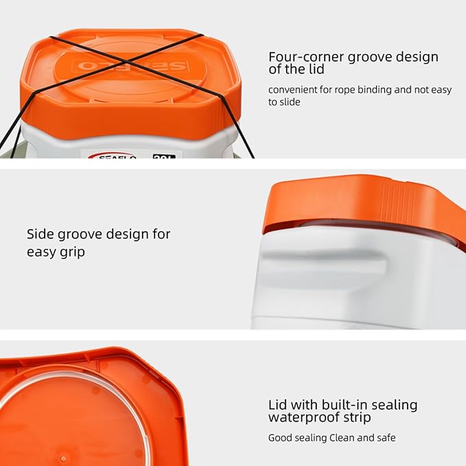 SEAFLO Waterproof Storage Bins with Lid for Marine, RV, Storage, Kayak, Camping 7.92 Gal / 30 L