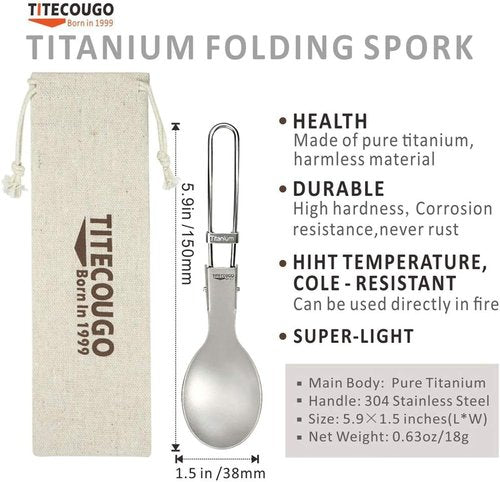GADIEMKENSD Ultralight Outdoor Titanium ladle Healthy Camping Scoop Folding Spoon 18g