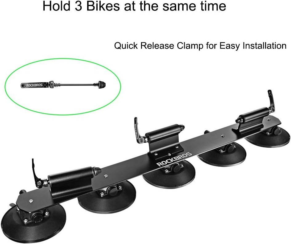 ROCKBROS Suction Cup Bike Rack for Car Roof Top Sucker Bike Rack Quick Release Aluminium Alloy Bike Carrier with Sucker for 1 Bike