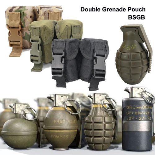 BSGB Double Frag Grenade Pouch Tactical Pouches Molle Attachment Molle EDC Tool Bags for Hunting Shooting Airsoft (Army Green)