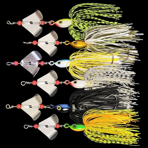 Spinnerbait Fishing Lures Kit Spinner Baits Set-6pcs Bass Fishing Buzzbait Spinnerbait Multicolor Bass Trout Salmon Metal Spinner Baits Chatterbaits Swim Jigs for Freshwater Saltwater Fishing