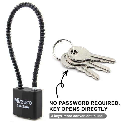 Mizzuco Cable Gun Locks with Keys Simple Operation 8.5" Compatible with Pistols, Handguns, Rifles, and Shotguns, Home and Storage for Firearm Locking and Safety 5PCS