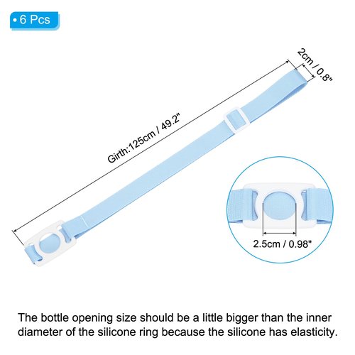 PATIKIL 2.5CM Water Bottle Lanyard, 6 Pcs Adjustable Holder Shoulder Strap with White Ring Buckle Carrier Clips for Hiking Walking Outdoor, Blue