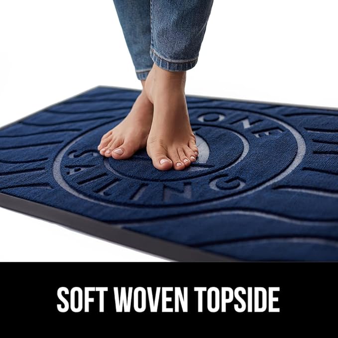GORILLA GRIP 100% Waterproof All-Season WeatherMax Doormat, 23x35, Durable Natural Rubber, Stain and Fade Resistant, Low Profile, Indoor Outdoor Door Mats, Easy Clean Patio Entrance Mat, Blue Sailing