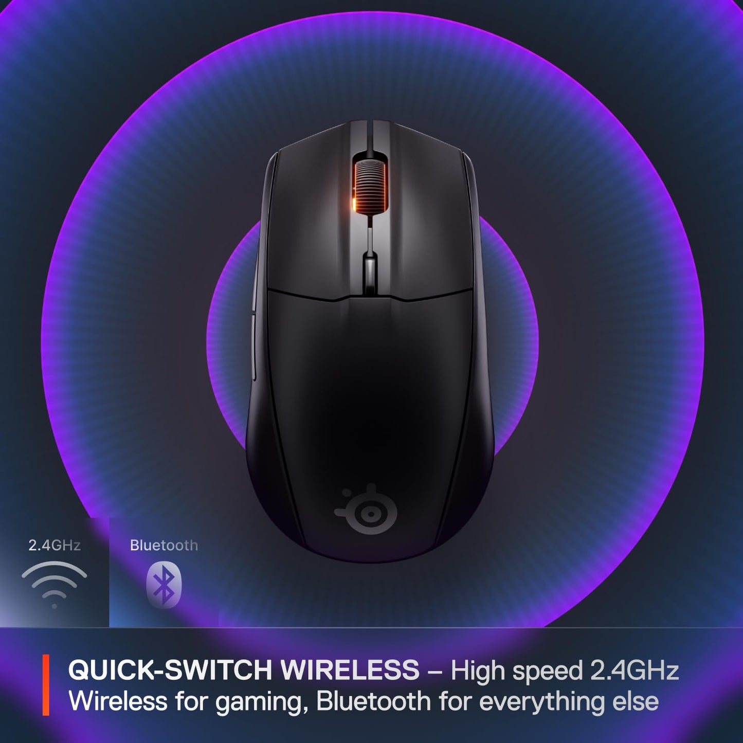 SteelSeries Rival 3 Wireless Gen 2 Gaming Mouse — 2.4GHz and Bluetooth — 18000 DPI TrueMove Air Optical Sensor — 60 Million Click Durability — Light-Weight — 100% PTFE Feet — Black