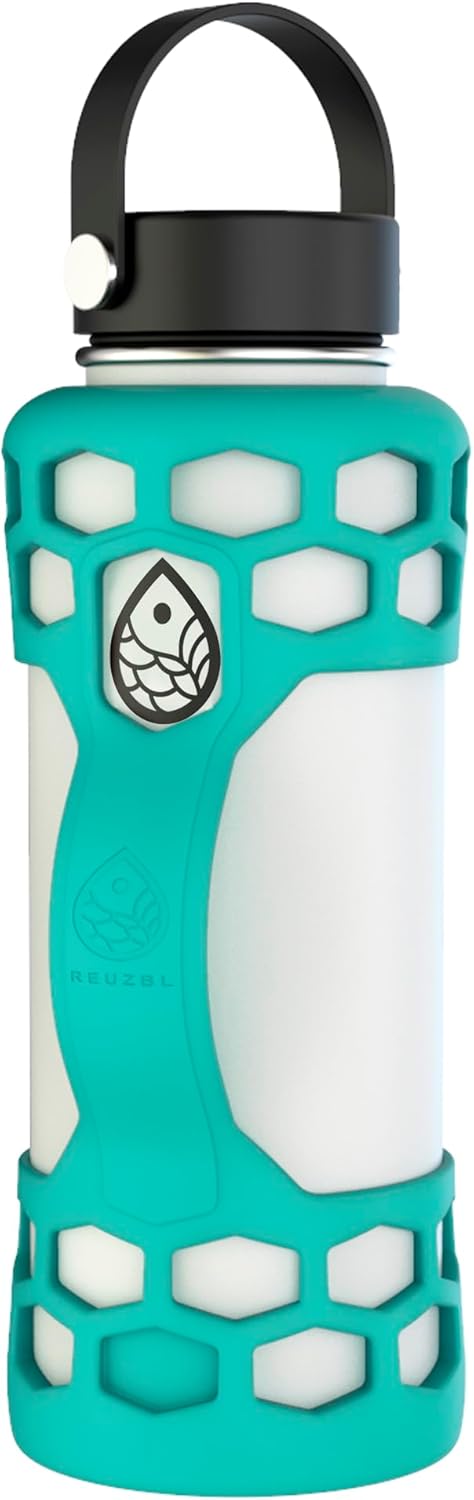 REUZBL Silicone Boot Sleeve Protector with Handle – Compatible with Hydro Flask 40oz, 32oz, 24oz, 21oz – Protective Bottle Bumper for Stainless Steel Water Bottles