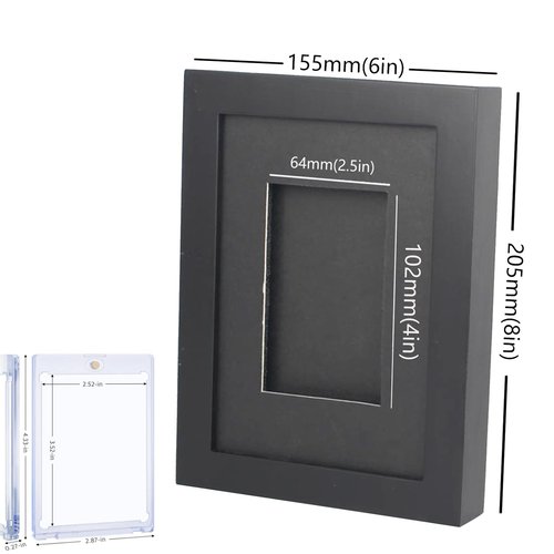 Sports Card Display Box,Trading Card Display Rack,Grading Card Display Box,Baseball Card Display Box,Comic Card Display Box,Game Card Display Box,UV Protective Frame,8“*6“(Black)