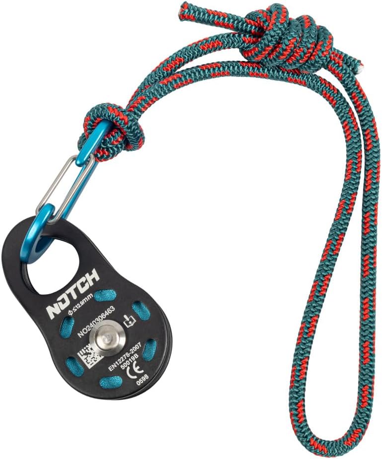 Notch Micro Pulley Combo Includes Micro Pulley, Micro Carabiner & 5mm Accessory Cord, Midline Attachable, Use with Lines up to ½” (13mm) (50096)