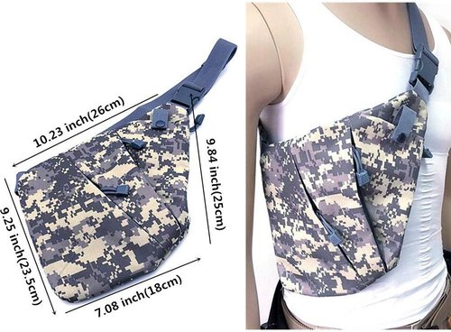HWZ Men's Lightweight Anti-Theft Waterproof Casual Sling Chest Crossbody Messenger Gun Shoulder Bag