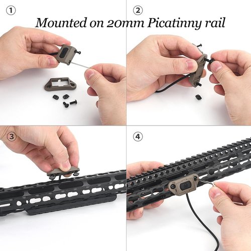 rdzzwxw Remote Pressure Switch for M300 M600 Scout Weapon Light, with Replacement Tactical Flashlight Switch Mount Set for 20mm Picatinny Rail/Mlok/Keymod Rail, Momentary Mode