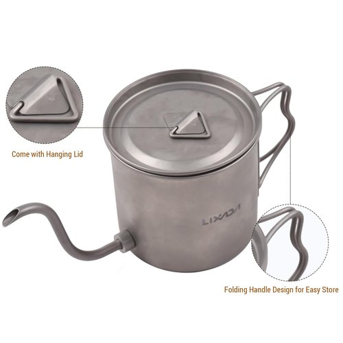 Lixada Titanium Camping Kettle - Coffee Pot with Removable Spout