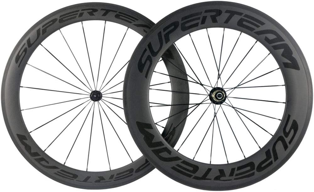 Superteam 700c Carbon Bicycle Wheel Front 60mm Rear 88mm Clincher Wheelset with Transparent Decal