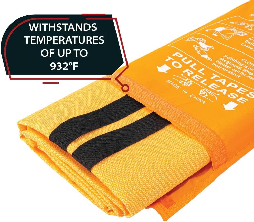 Parcil Safety PD-452 Emergency Fire Blanket (Pack of 2) Car Emergency Kit Fire Extinguisher for Home & Kitchen, Woven Fiberglass Household Essentials, Chemical Free, No Mess, Large