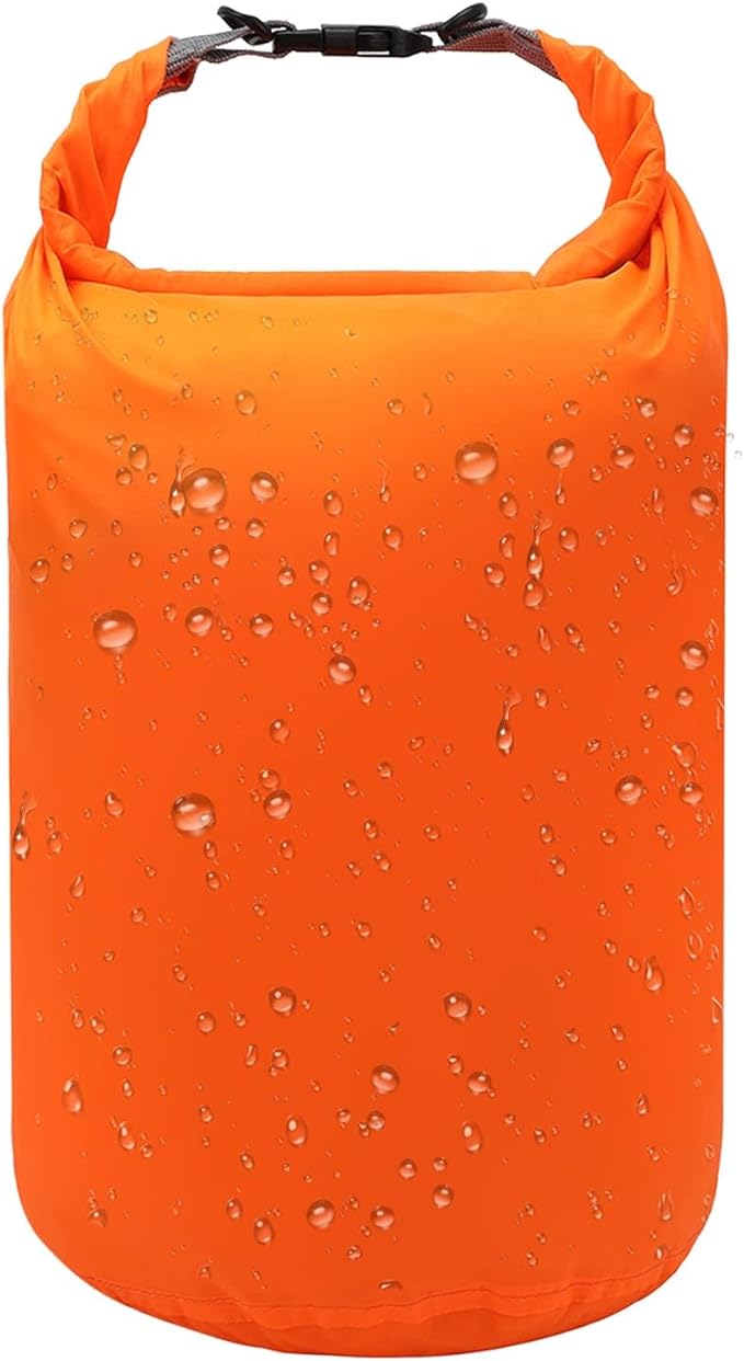 R2Depot Waterproof Dry Bag, 5L/10L/20L/40L/70L Dry Storage Bag for Kayaking, Gym, Hiking, Swimming (Orange, 5L)
