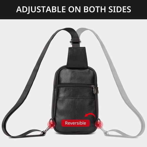 Furoching Daily Sling Bag for Men and Women, Small Leather Crossbody Chest Bag with Adjustable Straps, Lightweight Casual Backpack for Traveling Hiking