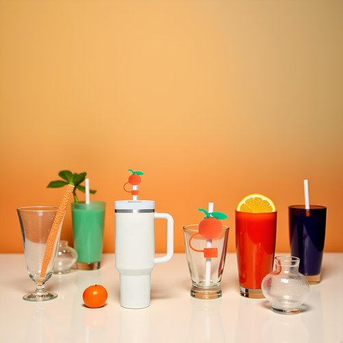 Orange Straw Cover for Stanley 40&30 Oz Cup, 10mm Silicone Straw Covers Cap for Stanley Cup Accessories, Cute Topper for Tumblers, Cap Stopper for Reusable Tip Lids