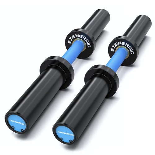 E.T.ENERGIC Pair of 20" Olympic Dumbbell Handles Loadable Dumbbell Bar for 2-inch Olympic Weight Plates Ideal for Home Gym WorkoutTraining, Blue&Black