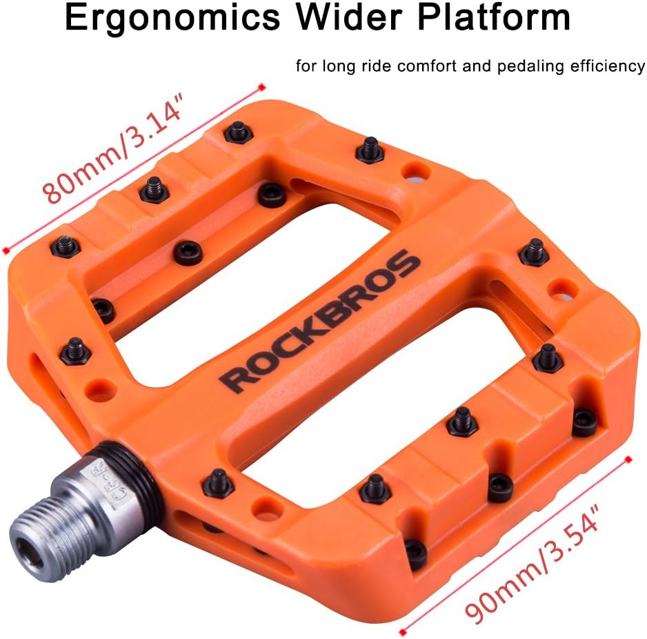 ROCKBROS MTB Pedals Mountain Bike Pedals Lightweight Nylon Fiber Bicycle Platform Pedals for BMX MTB 9/16"