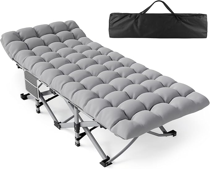 Slendor Folding Camping Cot for Adults with Mattress,Max Load 800lbs Cots for Sleeping Camp Cots for Adults Kids Teenage Portable Travel Camp Cot Bed Mattress for Home Office Beach Garden Tent