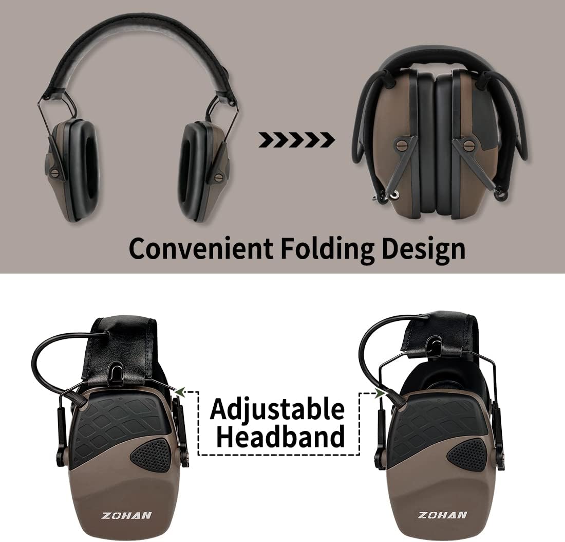 ZOHAN EM054 Electronic Shooting Ear Protection with Sound Amplification, Slim Active Noise Reduction Earmuffs for Gun Range