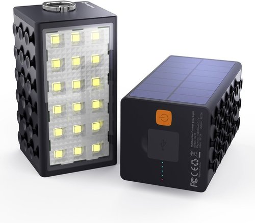 BigBlue 3 in 1 Car Emergency Light Emergency Waterproof Camping LED Light 10600mAh Solar Panel Charger with 18 LED Lights Great for Outdoor Activities